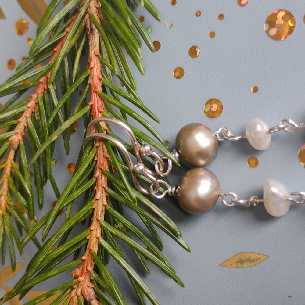 Sterling silver Freshwater pearl Drop Earrings
